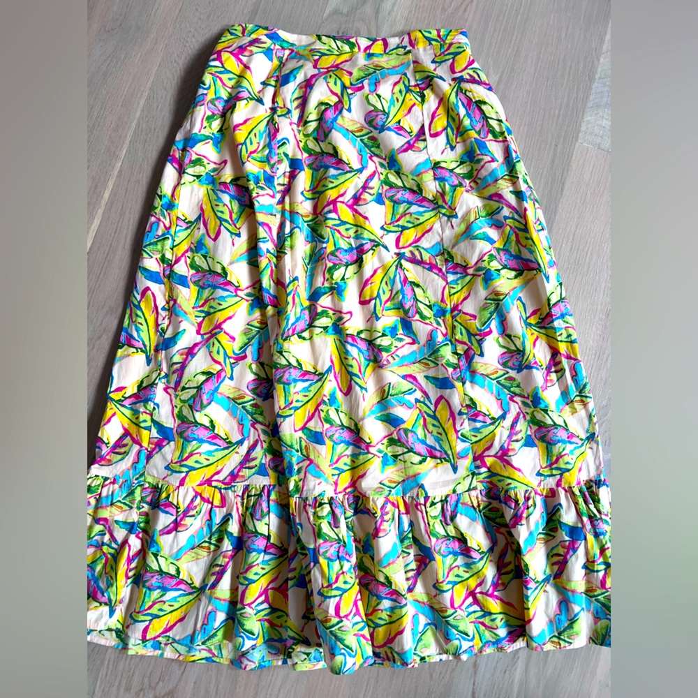 RACHEL Rachel Roy Multicolor Leaf-Print Maxi Skirt